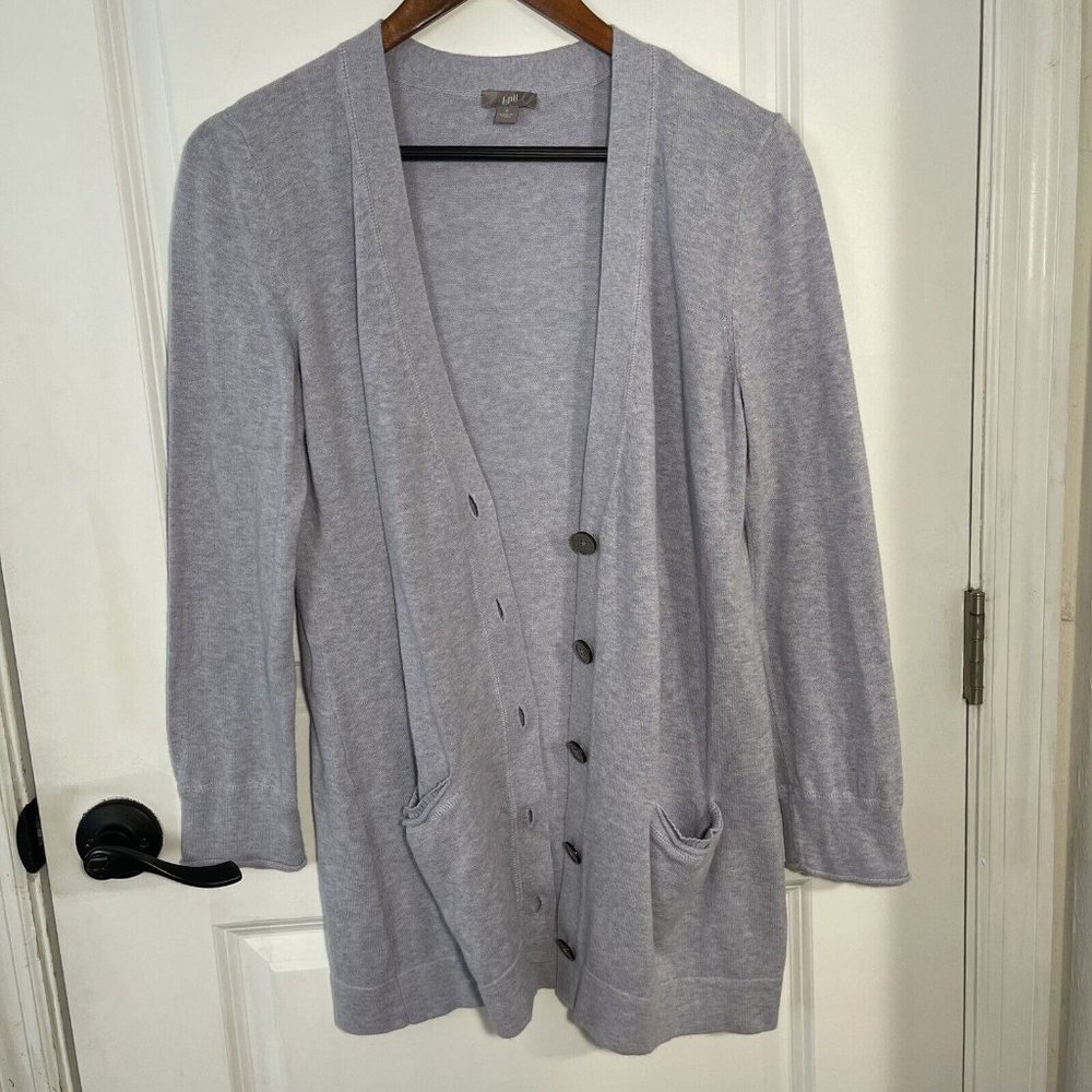 J.Jill Button Front Cardigan Grandma Core Lilac Small 100% Cotton